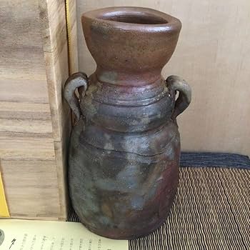 Amazon.co.jp: 13 備前焼 乗松俊行 花瓶 耳付き花入 国指定伝統工芸士